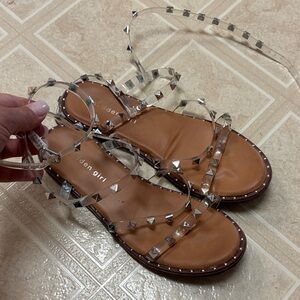 Madden Girl Clear and Tan Studded Sandals